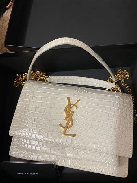 ysl crocodile bag white